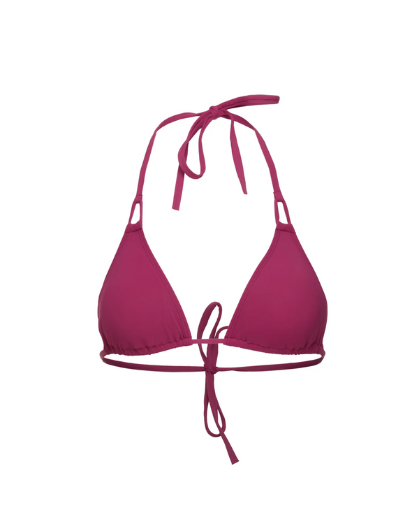 Tatiane De Freitas Mick Jagger Triangle Bikini Set in Rouge Framboise