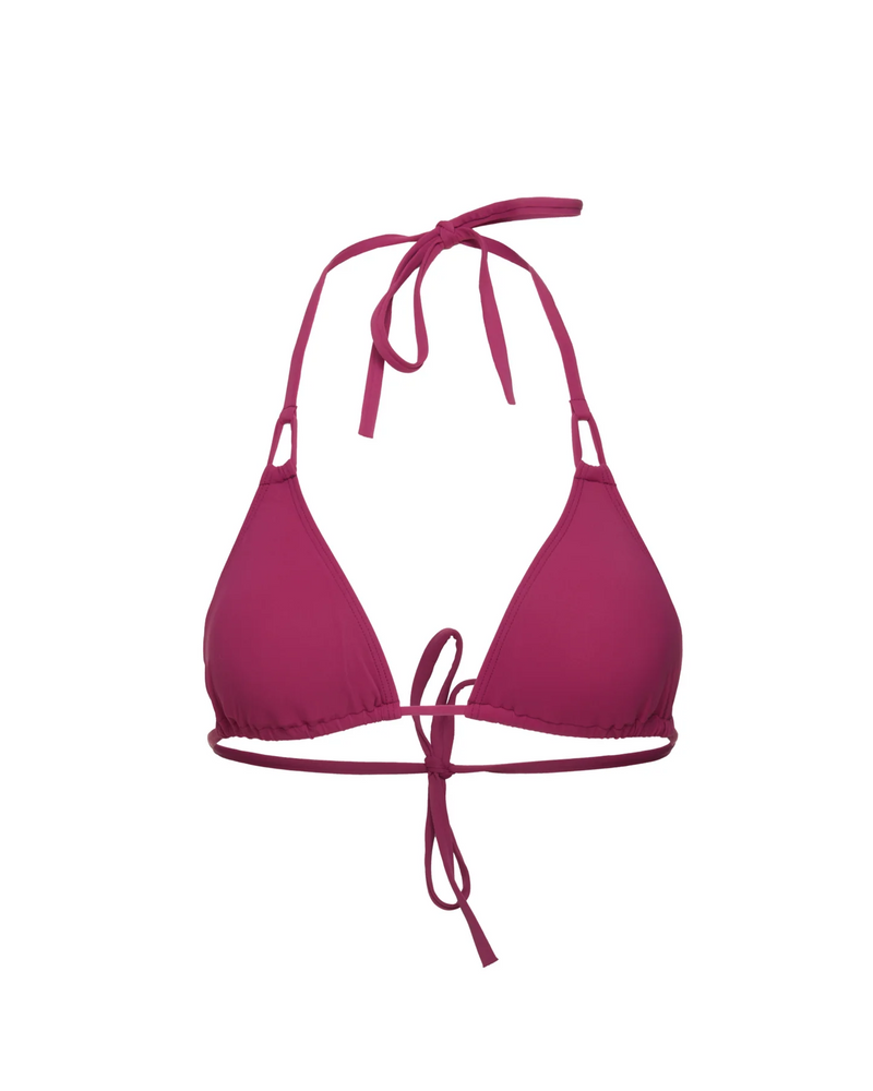 Tatiane De Freitas Mick Jagger Triangle Bikini Set in Rouge Framboise