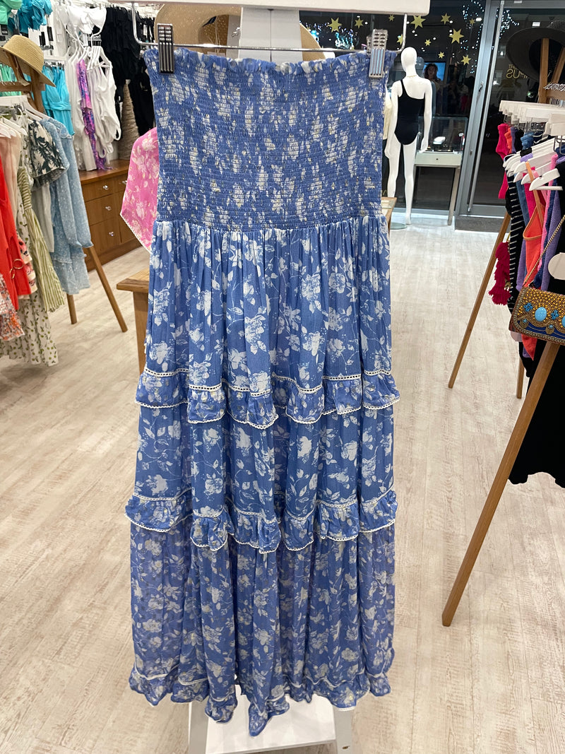 Sunday St Tropez Antonella Flower Skirt Blue