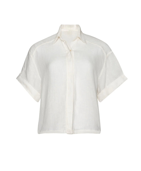PQ Swim Linen Top in White