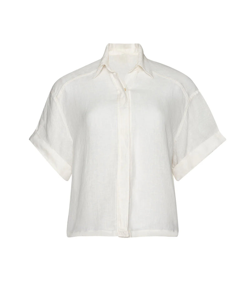 PQ Swim Linen Top in White