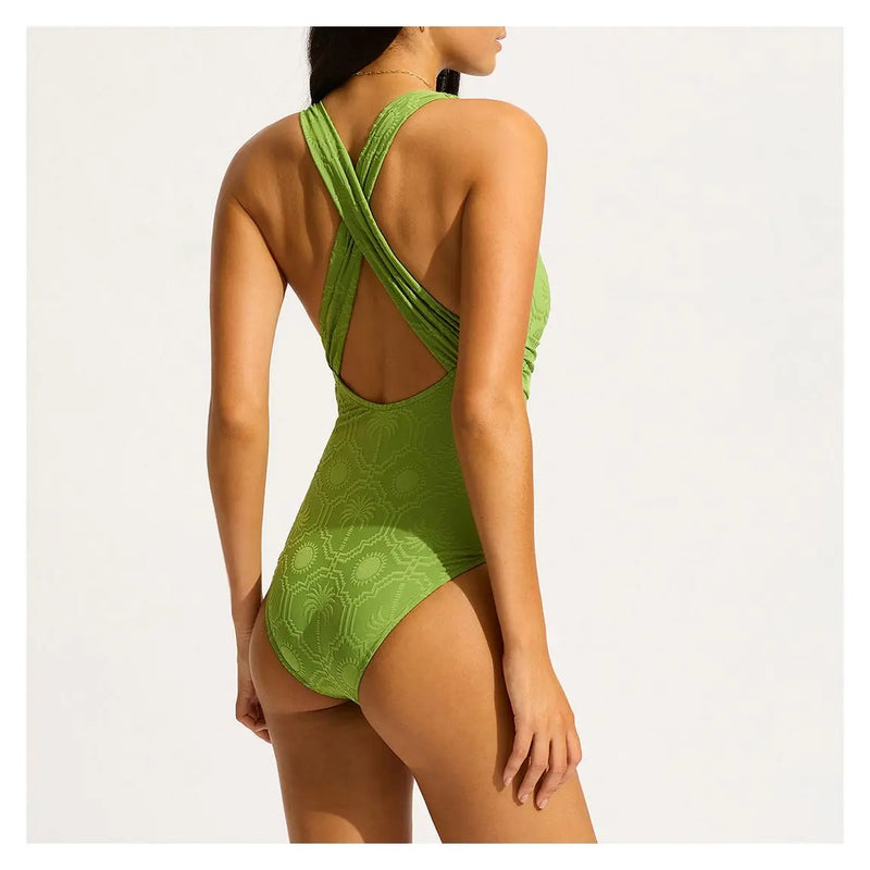 Seafolly Cross Back One Piece in Sage