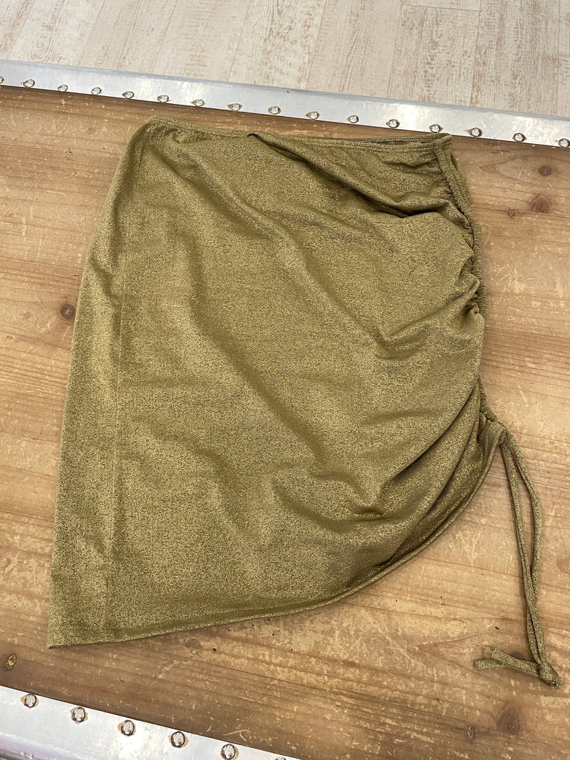 Tatiane De Freitas Khaki Lurex Mini Skirt