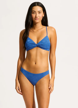 Seafolly Twist Top Bralette and Hipster Bikini set Oasis Blue