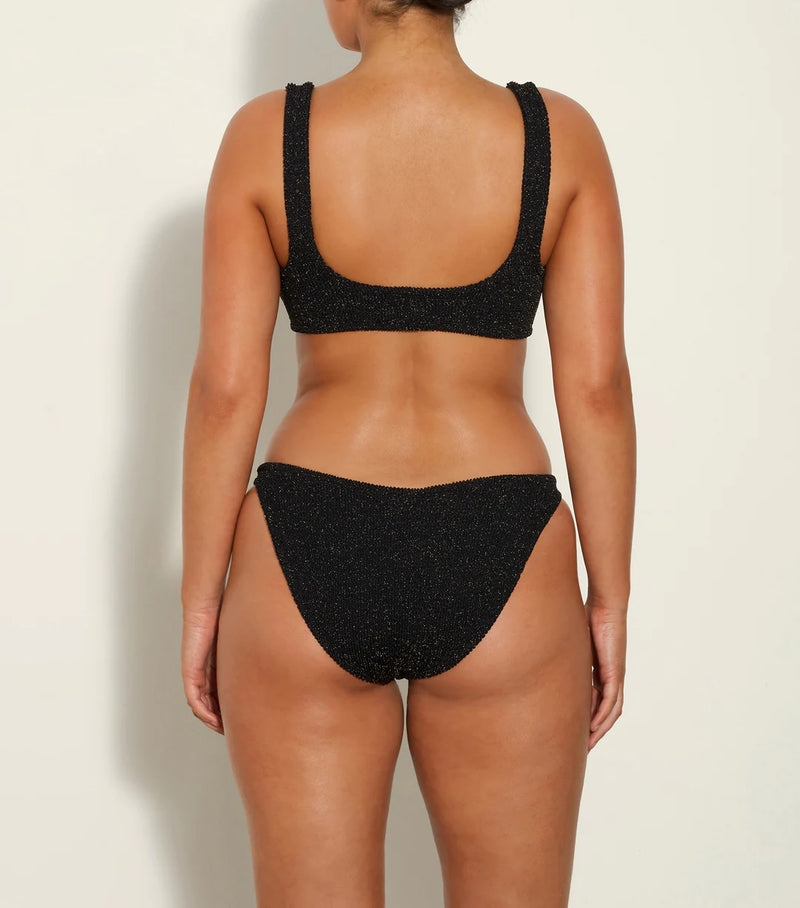 HunzaG Xandra Bikini in Black/Gold Lurex