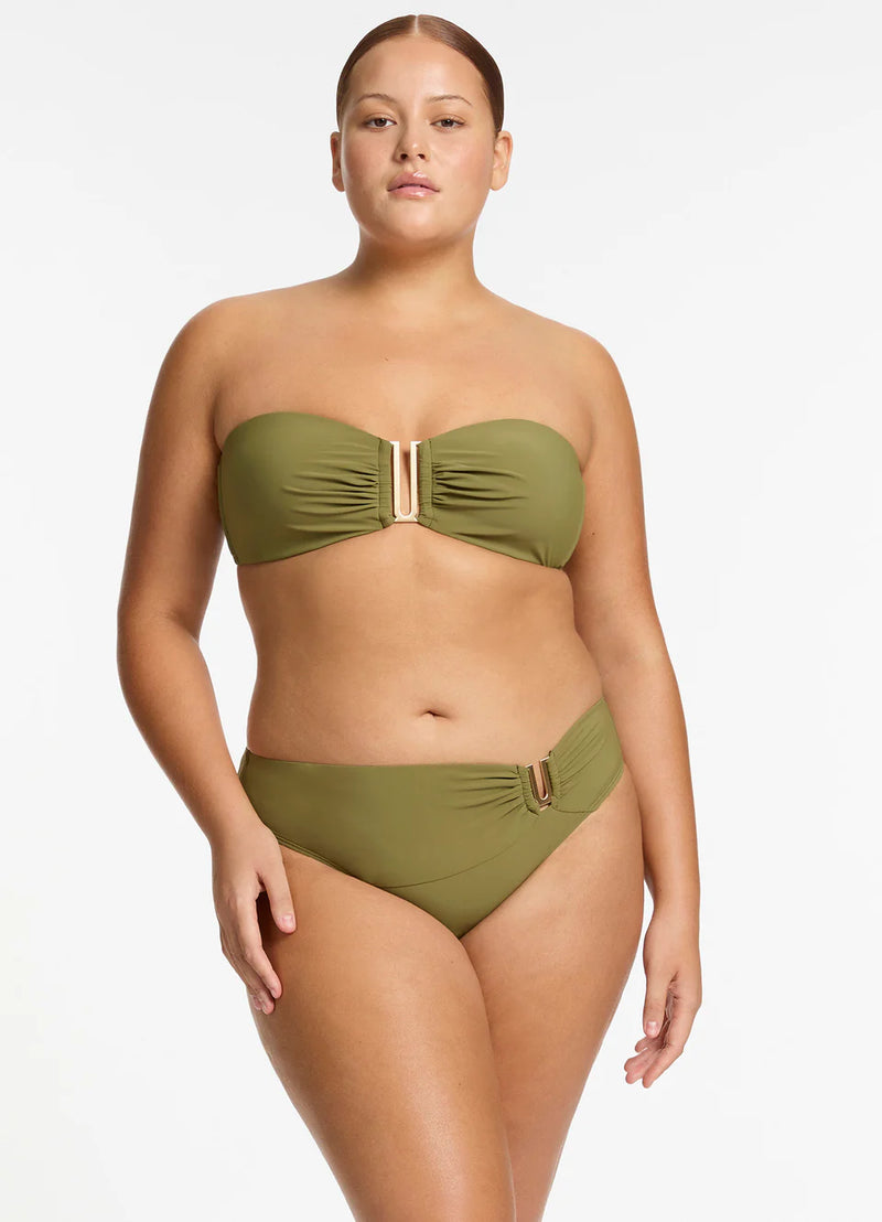 Jets Jetset Bandeau Top U-Trim Mid Pant Bikini Set Moss