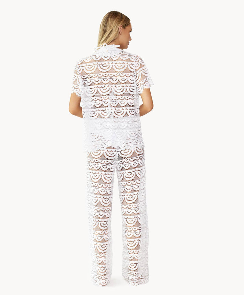 PQ Swim Water Lily High Waist Lace Pants in White