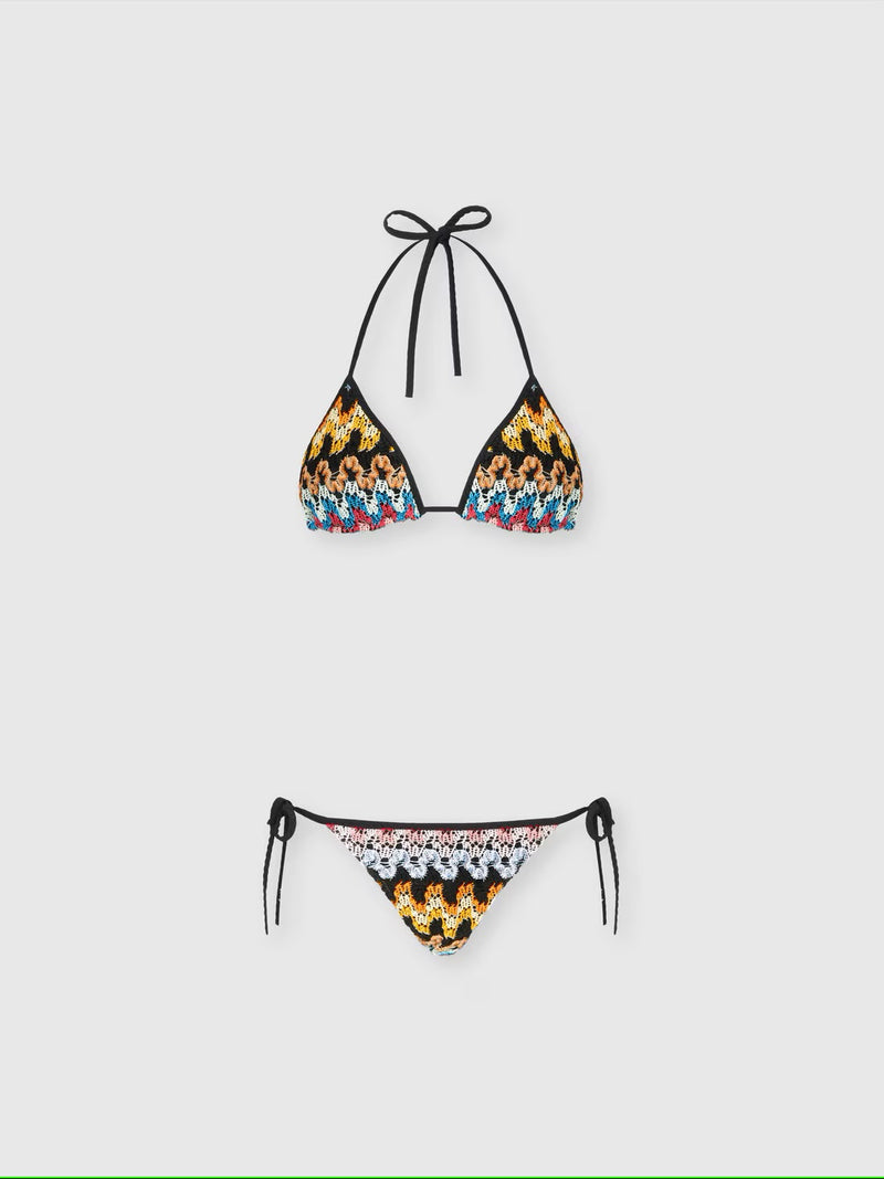 Missoni Lamé Lace Triangle Bikini Black
