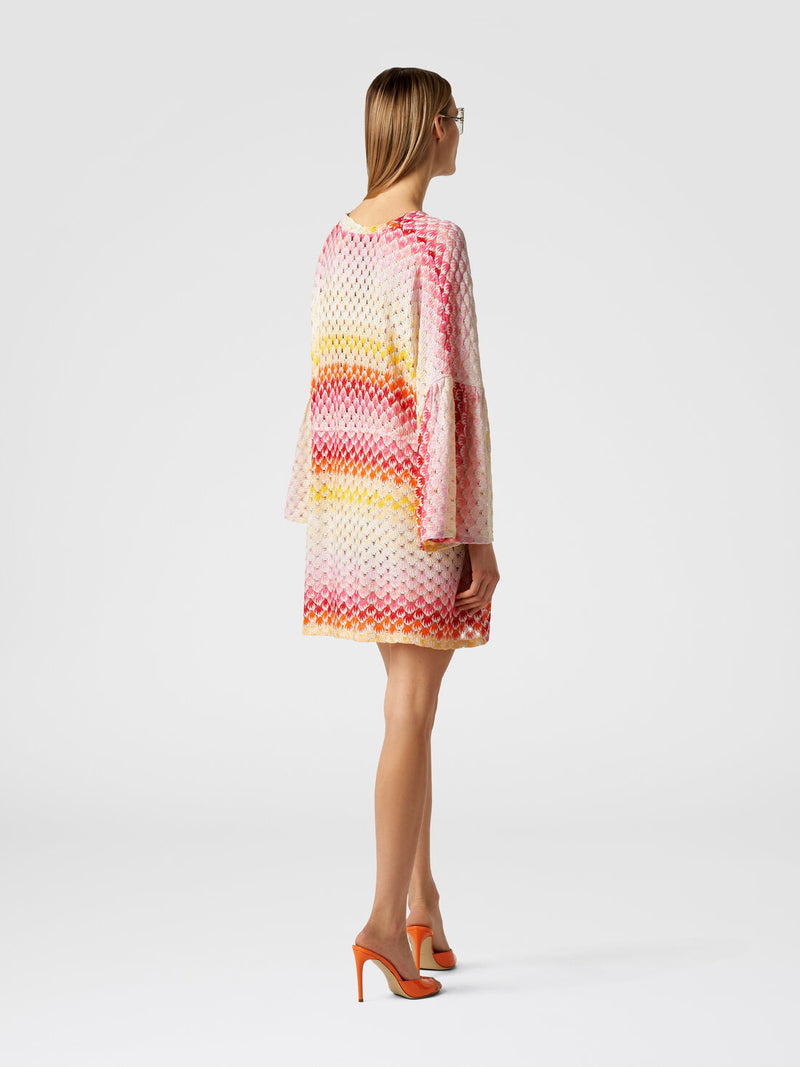 Missoni Striped Metallic Crochet Knit Short Cover Up in Red