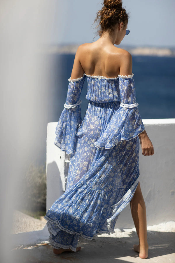Sunday St Tropez Evana Flower Dress Blue