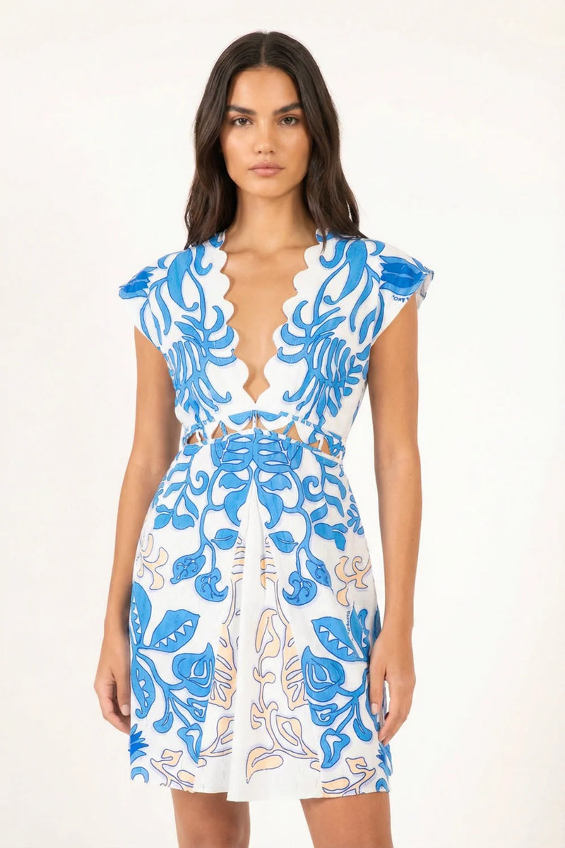 Poupette Mini Dress Hazel in White Blue Ritual – Rumpus Resort