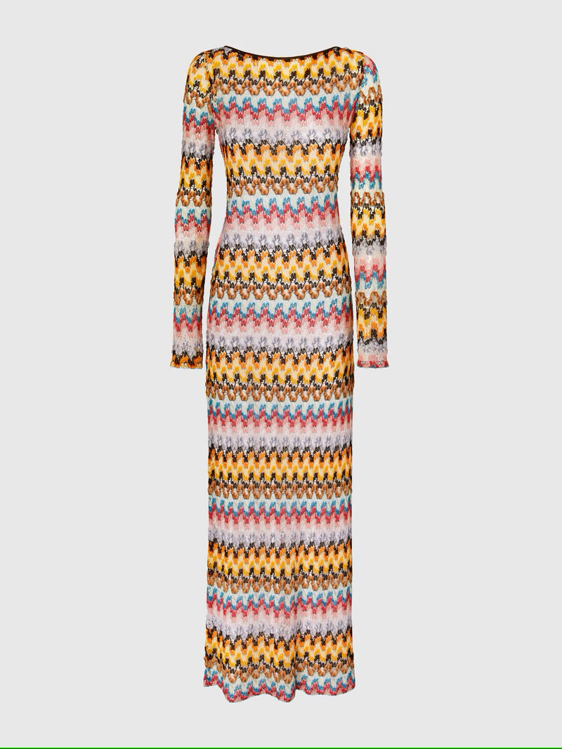 Missoni Long Dress in Lamé Lace Crochet Black