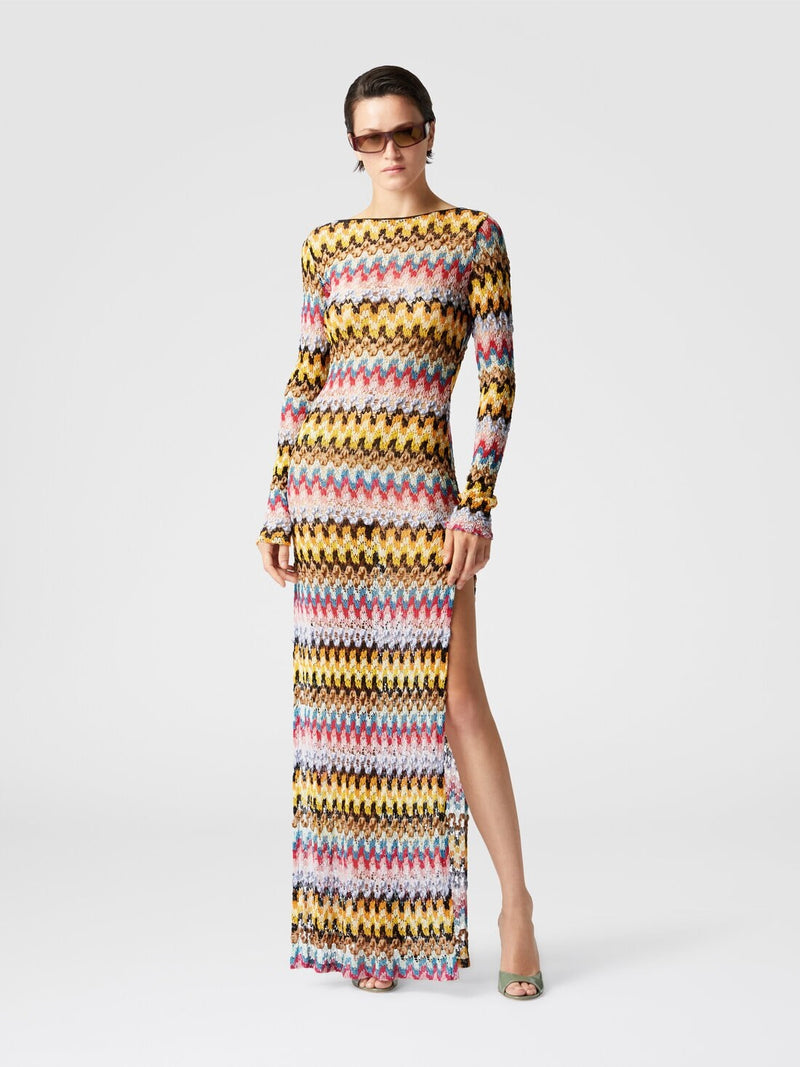 Missoni Long Dress in Lamé Lace Crochet Black