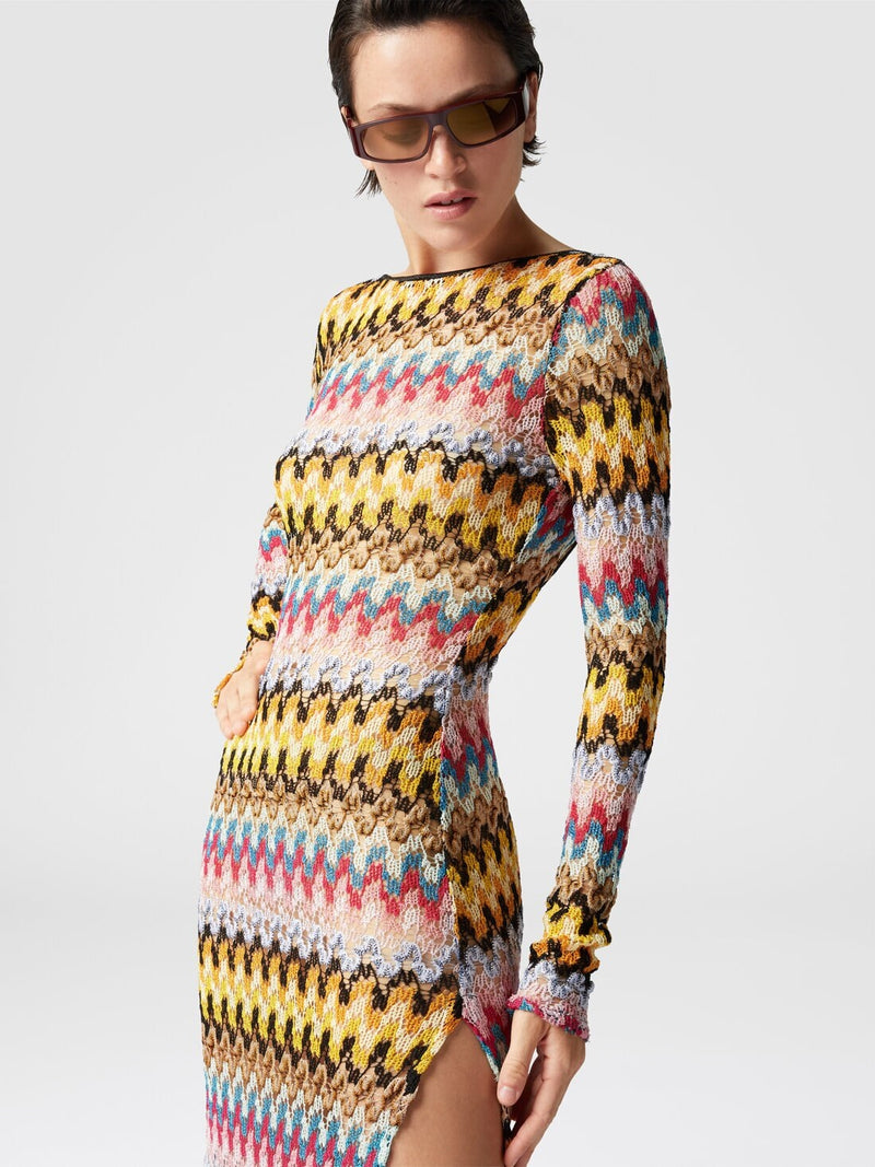 Missoni Long Dress in Lamé Lace Crochet Black