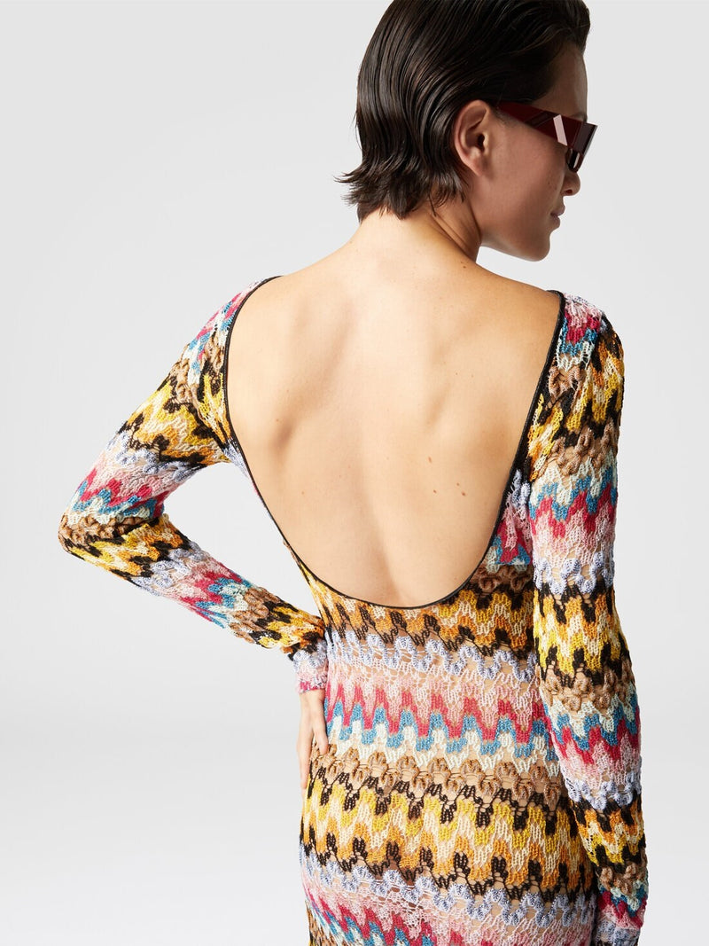Missoni Long Dress in Lamé Lace Crochet Black