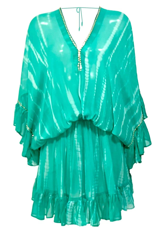Lindsey Brown Monterey Aqua Silk Beach Dress