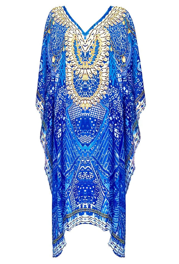 Lindsey Brown Rhodes Blue Sparkly Kaftan