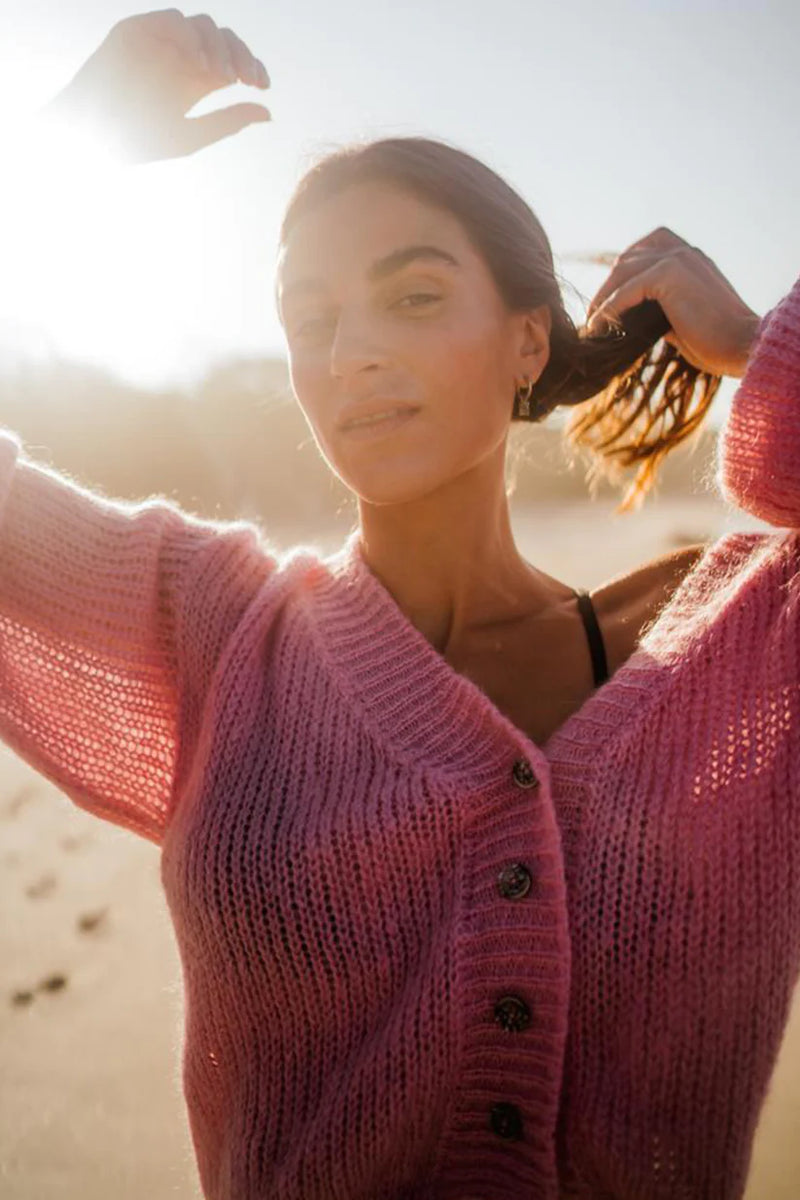 Hansine Cropped Cardigan in Wild Orchid