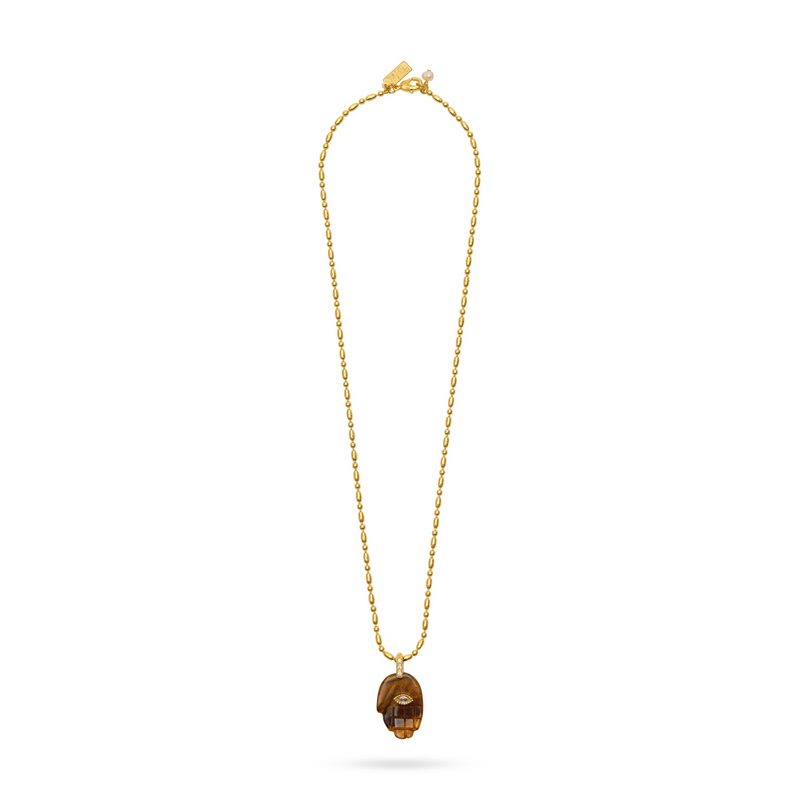 Talis Chains Hamsa Pendant Necklace - Tiger's eye