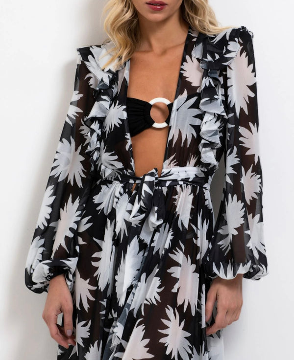 Patbo Dahlia Tie Front Maxi Robe