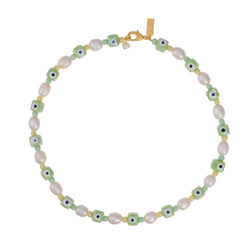 Talis Chains Eye Spy Pearl Necklace in Mint