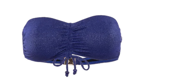 Tatiane De Freitas Etincelle Ruched Bandeau Bikini with Tab Bottoms in Navy