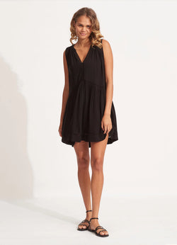 Seafolly Beach Basics Ladder Detail Dress in Black