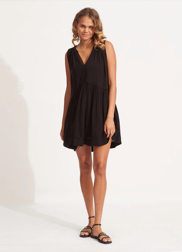 Seafolly Beach Basics Ladder Detail Dress in Black