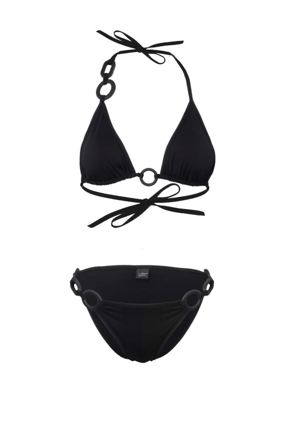 Tatiane De Freitas Triangle Ring Detail Bikini in Black