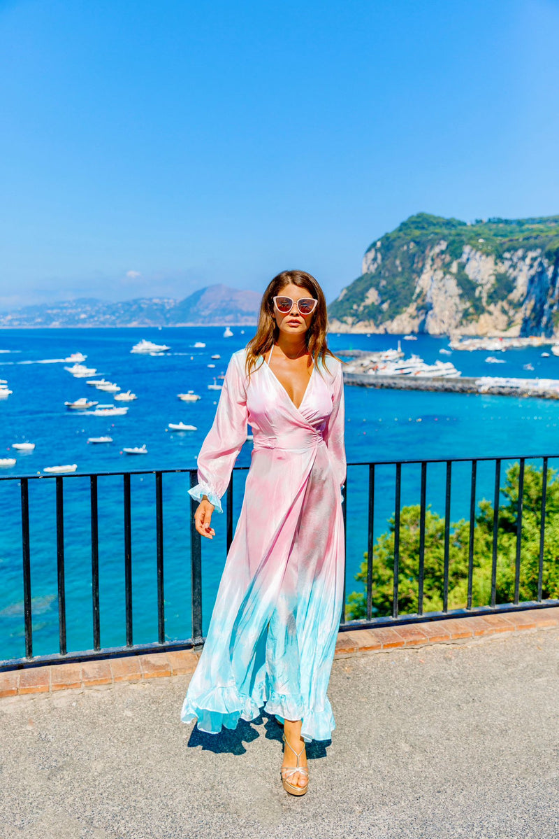 Lindsey Brown Ombre Silk Mix Maxi Wrap Dress Rumpus Resort