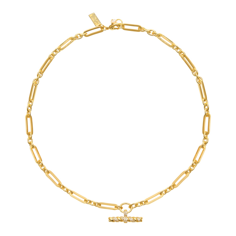 Talis Chains T-Bar Pendant on Link Chain Necklace