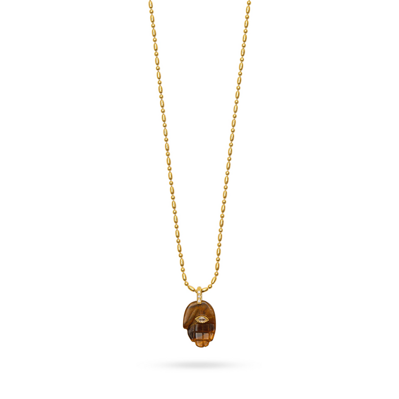 Talis Chains Hamsa Pendant Necklace - Tiger's eye