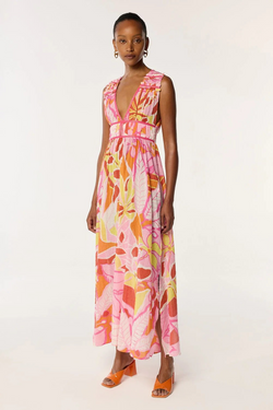 Poupette Chiara Long Dress Pink Macro