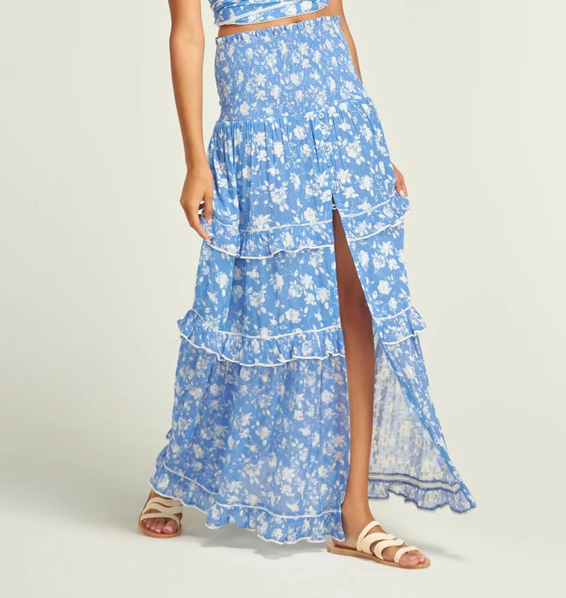 Sunday St Tropez Antonella Flower Skirt Blue