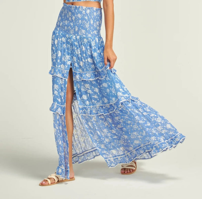 Sunday St Tropez Antonella Flower Skirt Blue