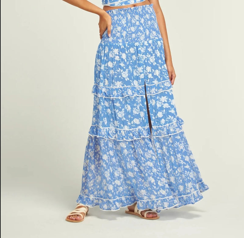 Sunday St Tropez Antonella Flower Skirt Blue