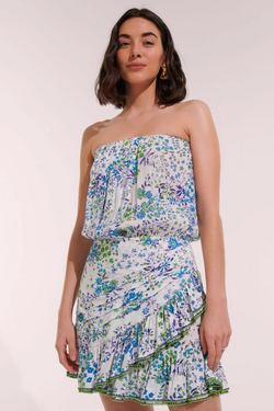 Poupette St Barth Ambra Mini Dress - Blue Floral Print 15% OFF