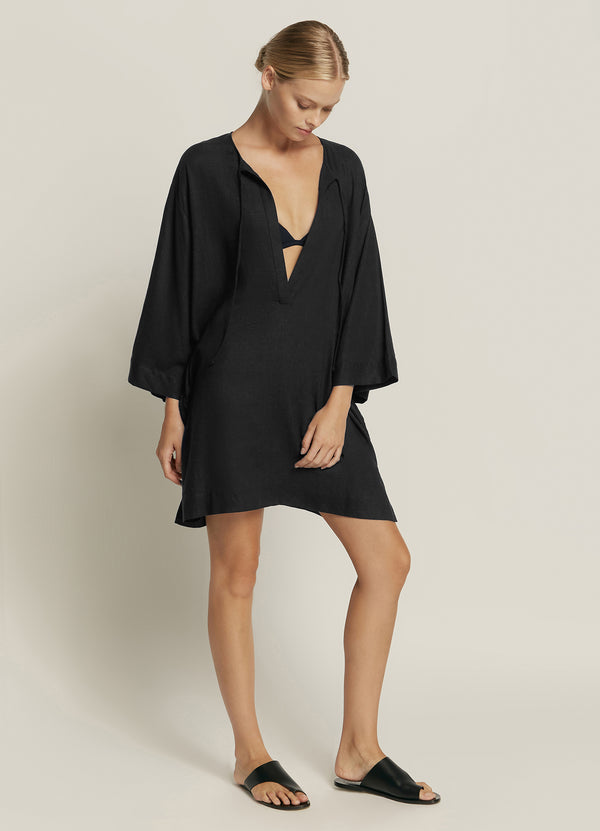 Jets Wide Sleeve Kaftan Black