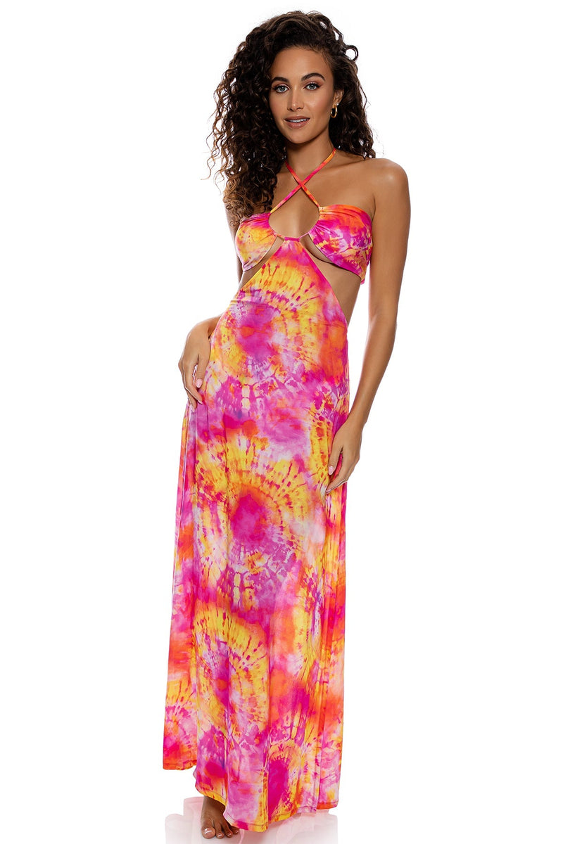 Luli Fama Retro Dream Bandeau Cut Out Dress