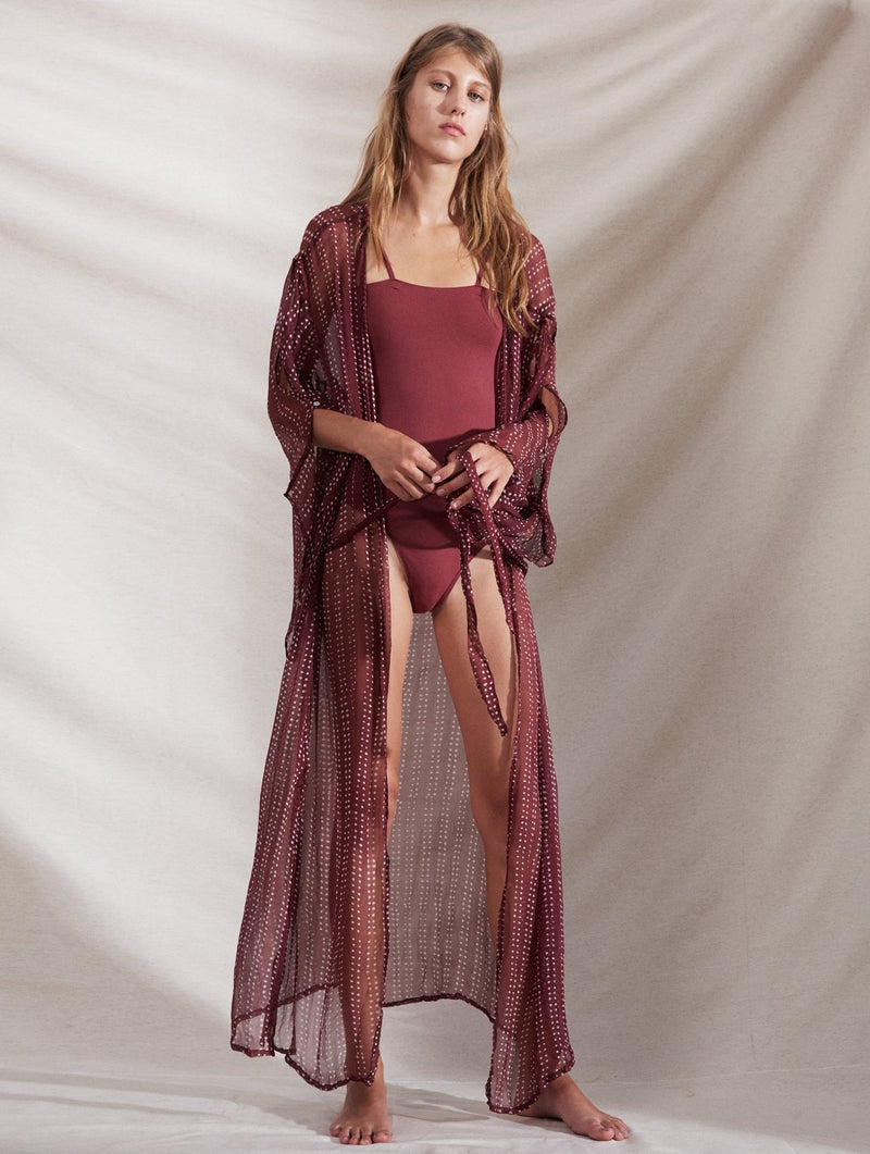 Cloe Cassandro Fifi Robe in Damson Dot Print