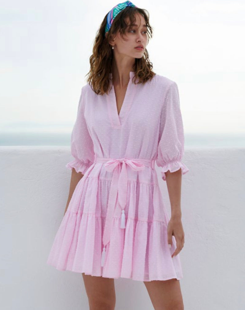 Paolita Pink Long Sleeve Ruffle Dress