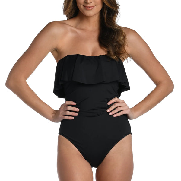 Strapless ruffle swimsuit sales