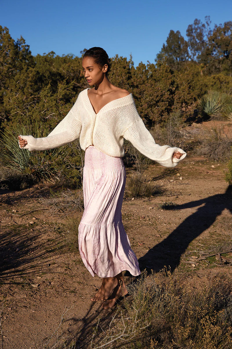 Hansine Gaia Skirt in Snake Print in Dusty Pink