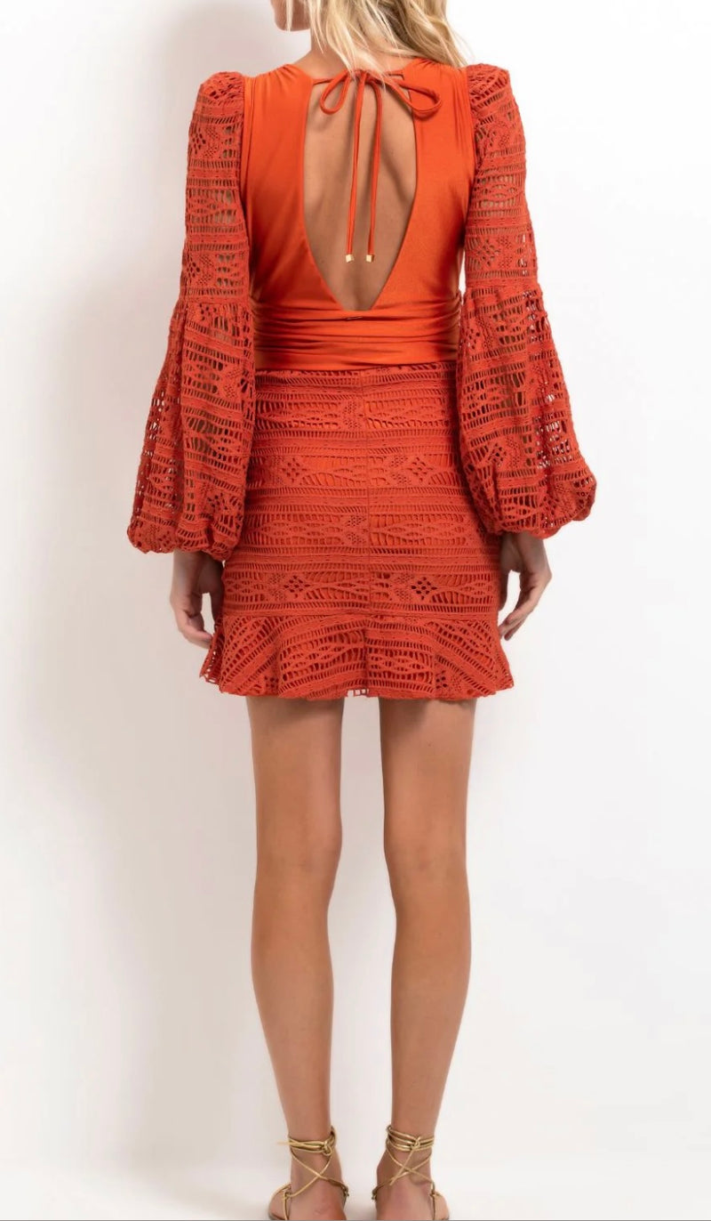 Patbo Crochet Mini Dress Tangerine