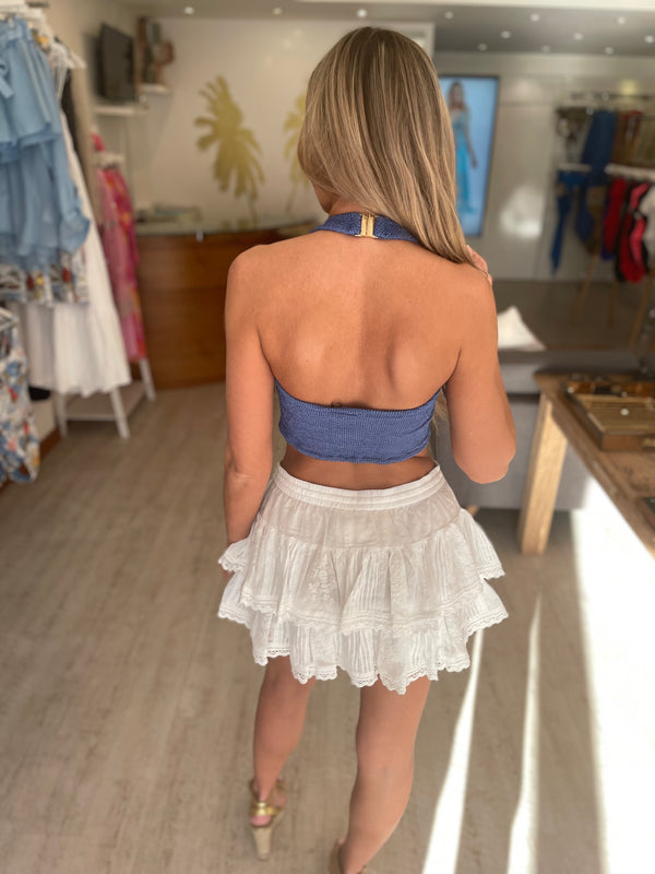 HunzaG Nova Top in Metallic Denim
