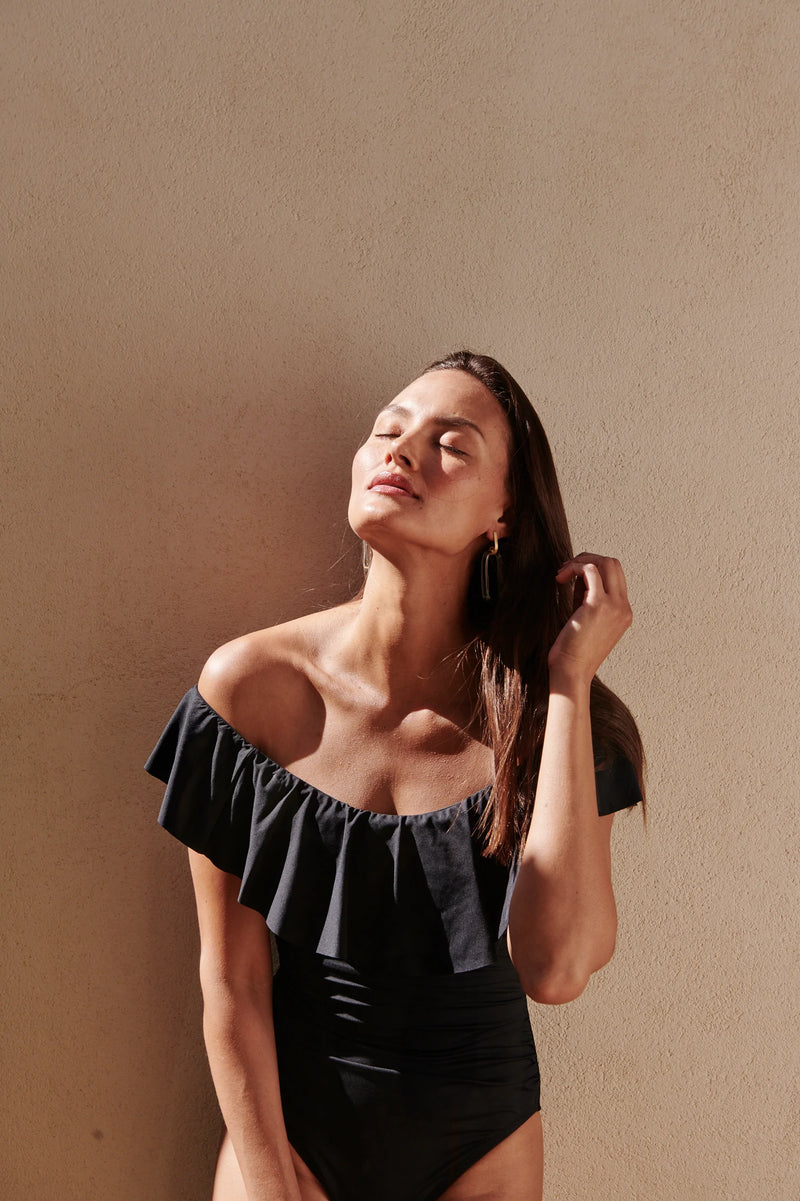 La Blanca Off Shoulder One Piece Black Rumpus Resort