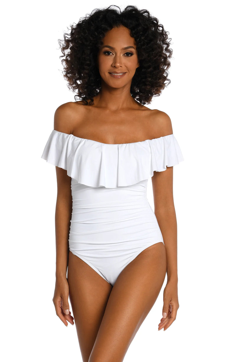 La Blanca Off Shoulder One Piece White