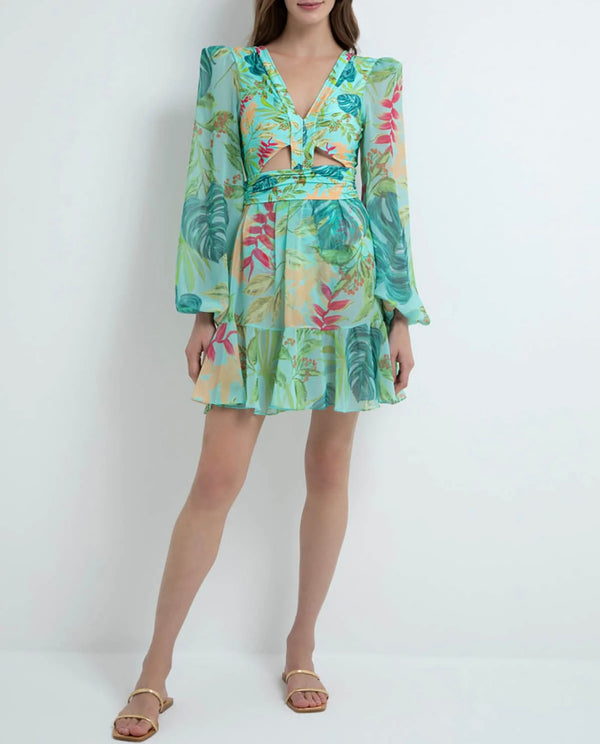 Patbo Tropicalia Long Sleeve Mini Dress