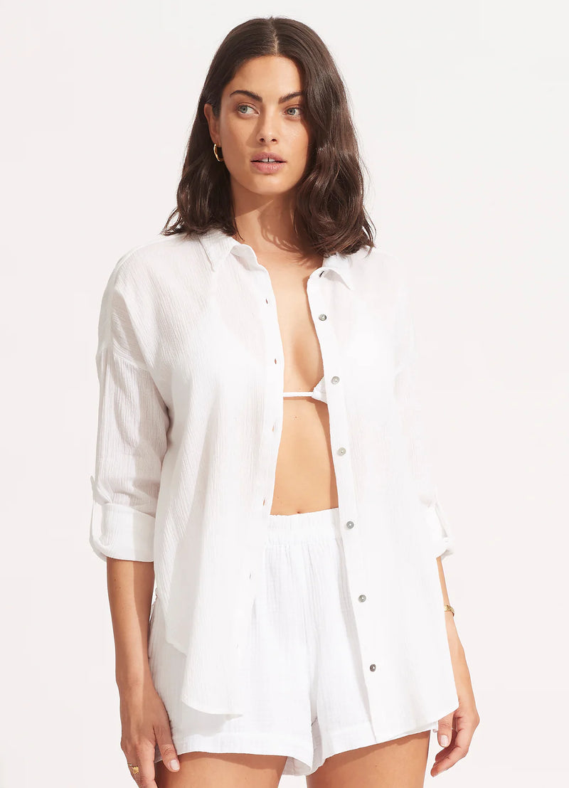 Seafolly Classic Beach Shirt in White