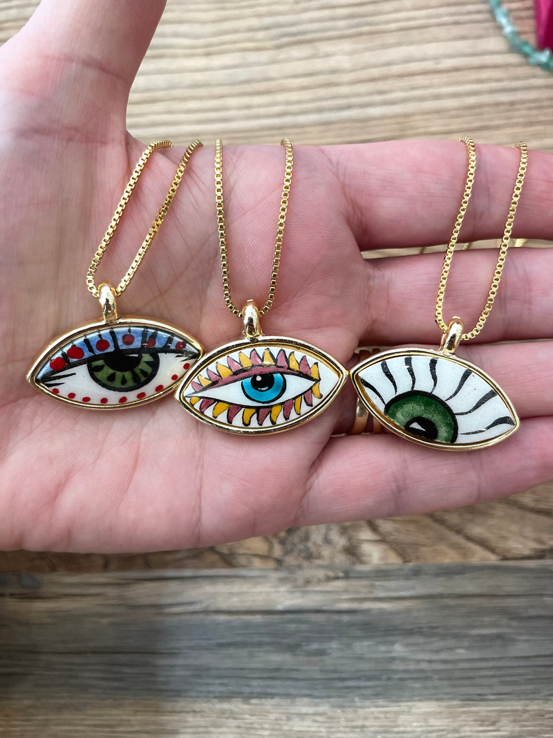 Talis Chains Lucky Eye Ceramic Pendant - Green